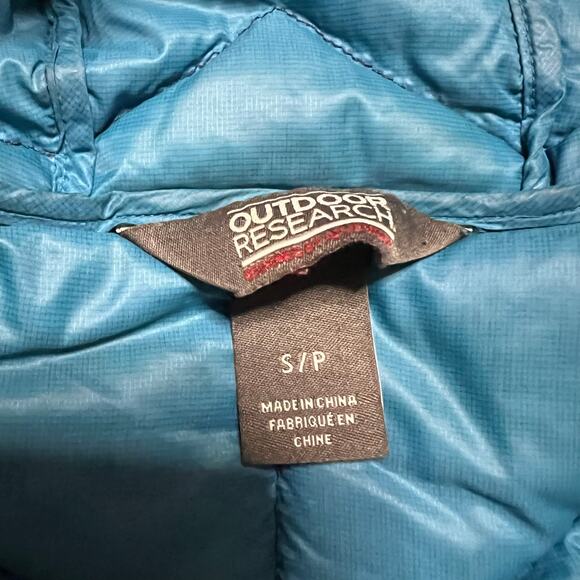 Outdoor Research Incandescent Hoody Jacket Womens Small Blue Down Puffer Hooded - Picture 9 of 12